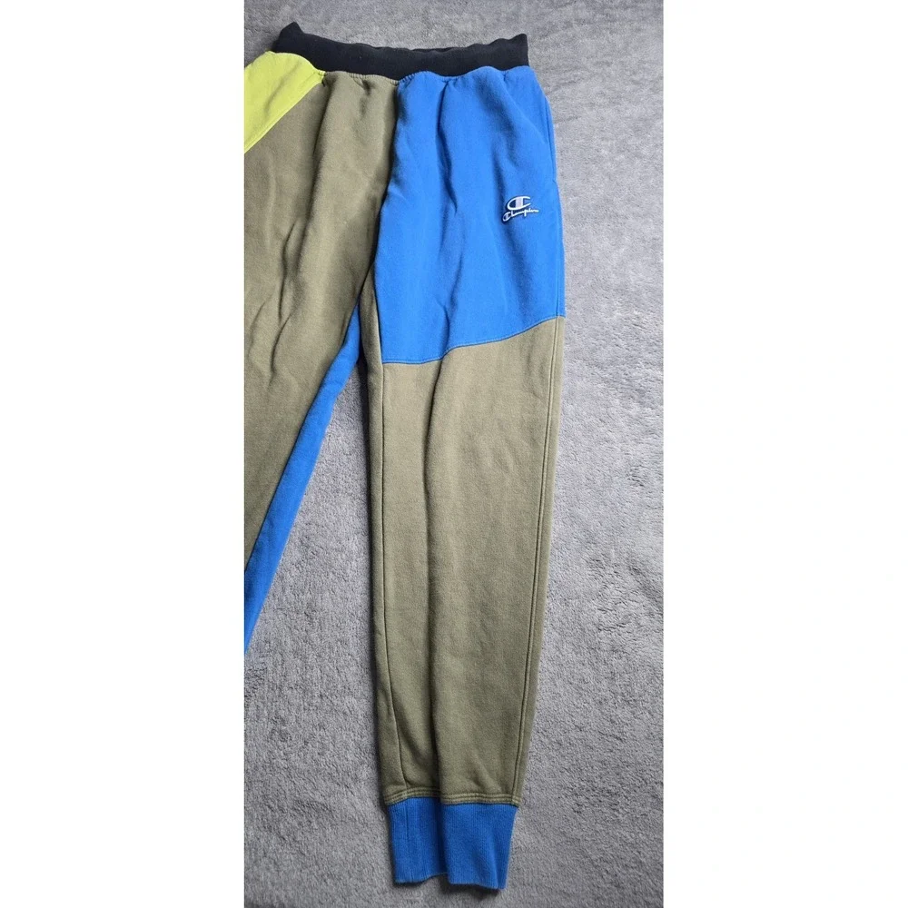 Champion Color Block Reverse Weave Jogger Sweatpant Mens M Blue Green 30